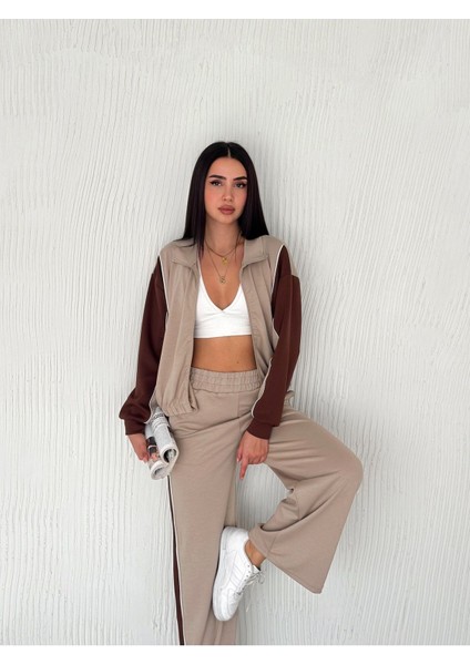 Modal Kumaş Saten Şeritli Eşofman Takımı