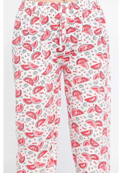 Kadın Beli Lastikli Desenli Pijama Altı