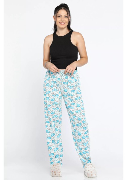 Kadın Beli Lastikli Desenli Pijama Altı