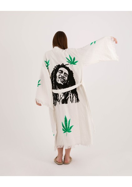 Bornoz ,Plaj Kıyafeti,Kimono , Kaftan ,Sabahlık& Çok amaçlı kullanım & Bob Marley Baskılı