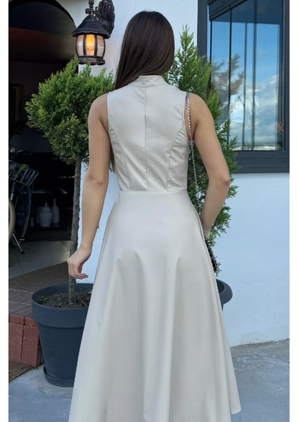 Yarım Fermuarlı Suni Deri Elbise fırsatları
