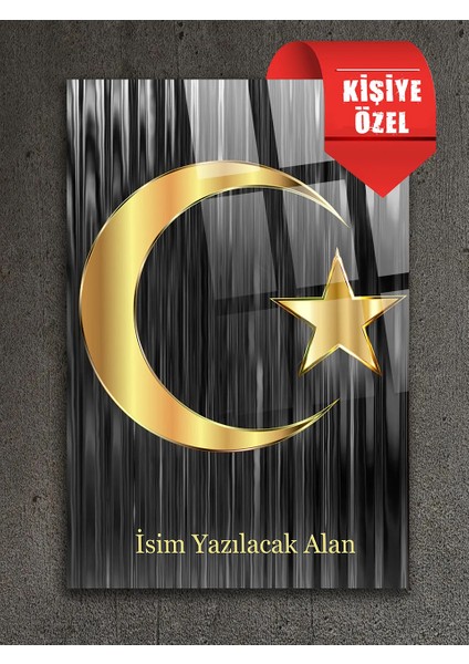 Kişiye Özel Gold Türk Bayrağı Cam Tablo Kırılmaz Lüks 4mm Cam Tablo Ev, Iş, Ofis si fiyatları
