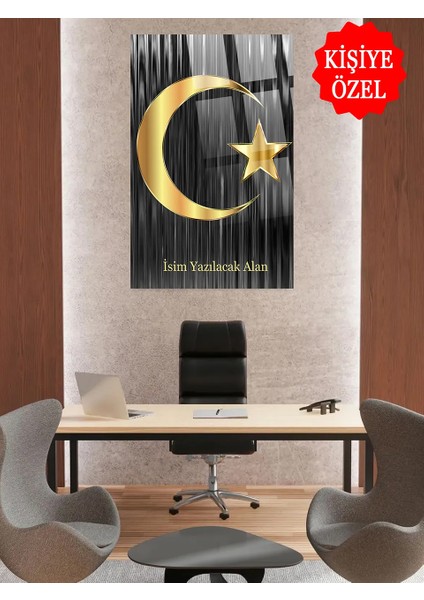 Kişiye Özel Gold Türk Bayrağı Cam Tablo Kırılmaz Lüks 4mm Cam Tablo Ev, Iş, Ofis si modelleri