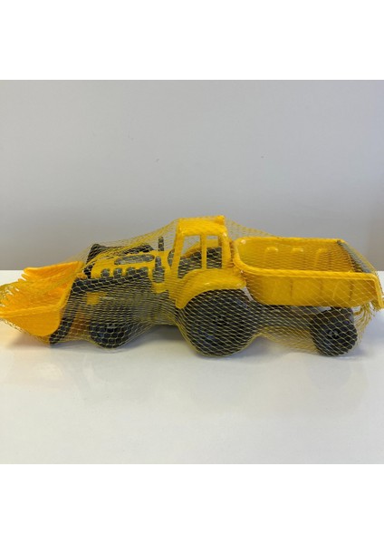 Sarı Siyah Şirin Kum Kepçesi Kürekli ve Kum Taşıyıcılı Traktör | 43X15 cm | Mavi Su Dünyası