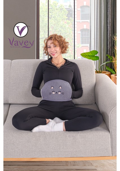 Özel Gün Kemeri Bel-Diz-Omuz-Boyun Ağrılarılarına Son Termojel Hediyeli Kemer Kedicik Antrasit Renk