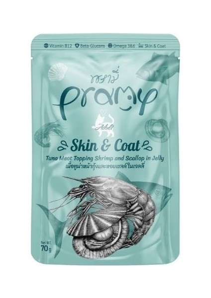Jöle Içinde Karidesli Deniz Taraklı ve Ton Balıklı Pouch Yetişkin Konserve Kedi Maması 70 gr
