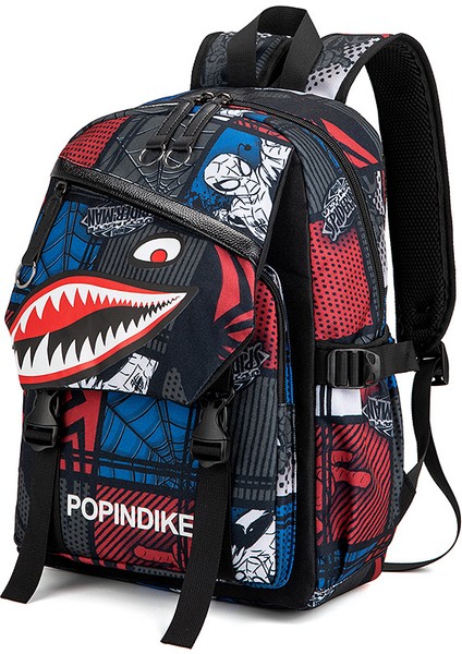 Yeni Ilkokul Çantası Köpekbalığı Oxford Kumaş Baskılı Okul Çantası Sırt Çantası, Birinci Ila Üçüncü Sınıf Küçük Okul Çantası Için Uygun (Yurt Dışından)