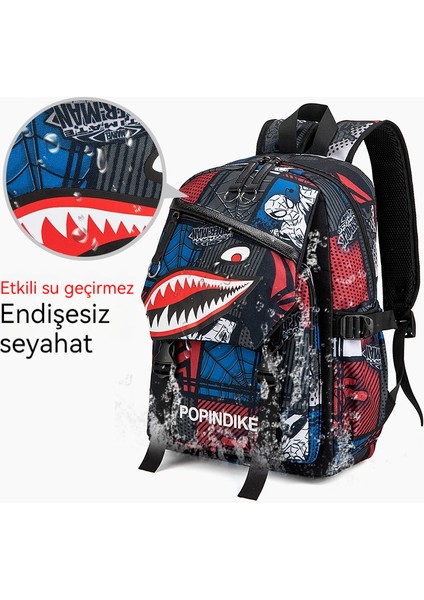 Yeni Ilkokul Çantası Köpekbalığı Oxford Kumaş Baskılı Okul Çantası Sırt Çantası, Birinci Ila Üçüncü Sınıf Küçük Okul Çantası Için Uygun (Yurt Dışından) fırsatları
