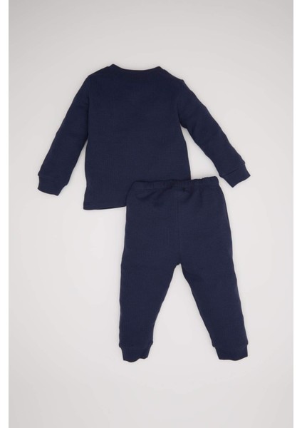 Erkek Bebek Pijama Takımı Uzun Kollu Waffle Üst Beli Lastikli Uzun Alt D6810A5NS indirimleri