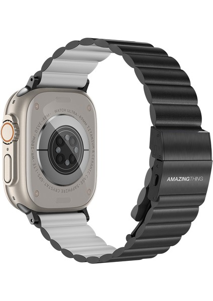 Apple Watch Serisi 38/40/41/42/44/45/49MM Uyumlu Amazing Thing Glamour Sense Deri Kordon Siyah fiyatları