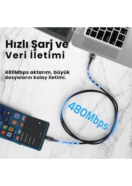 1 Metre 66W 6A USB To Type-C Süper Hızlı Data Şarj Kablosu Ultra Dayanıklı Şarj ve Data Kablosu