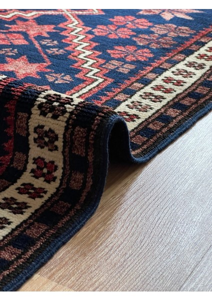 59 x 123 cm Lacivert Geleneksel Çiçek Desenli Küçük Boy Kilim