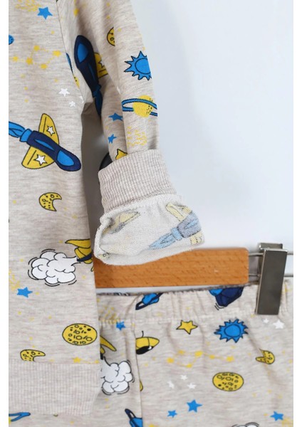 Erkek Çocuk Şardonlu Pijama Takımı Gezegen Baskılı Şardonlu Erkek Çocuk Pijama Takım modelleri