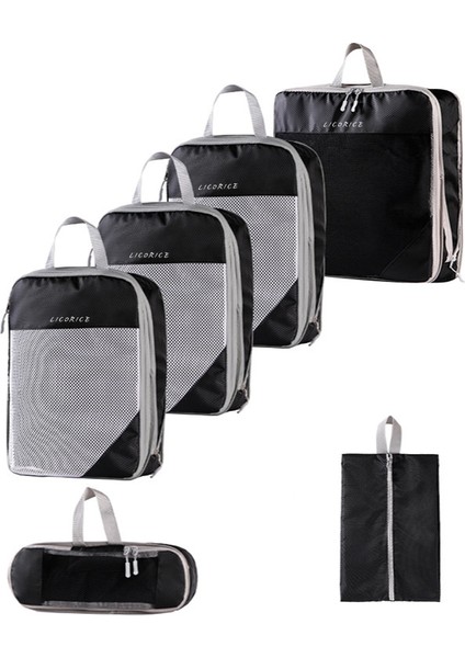 Lıcorıce Seyahat Saklama Çantası Sıkıştırma 6 Parçalı Set (Yurt Dışından)
