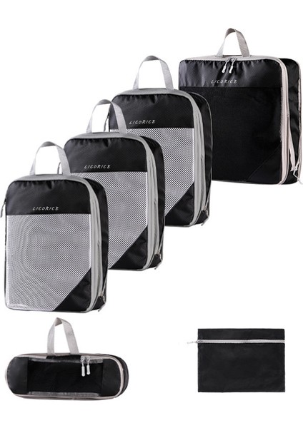 Lıcorıce Seyahat Saklama Çantası Sıkıştırma 6 Parçalı Set (Yurt Dışından)