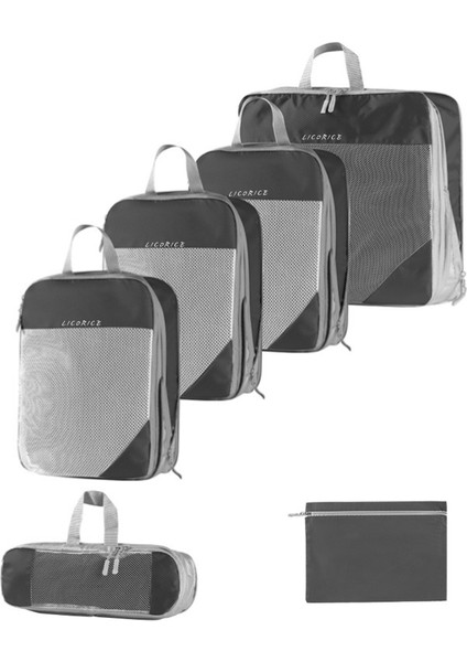Lıcorıce Seyahat Saklama Çantası Sıkıştırma 6 Parçalı Set (Yurt Dışından)