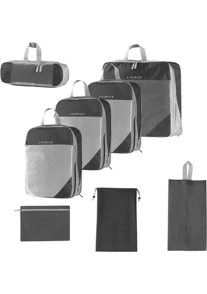 Lıcorıce Seyahat Saklama Çantası Sıkıştırma 8 Parçalı Set (Yurt Dışından)