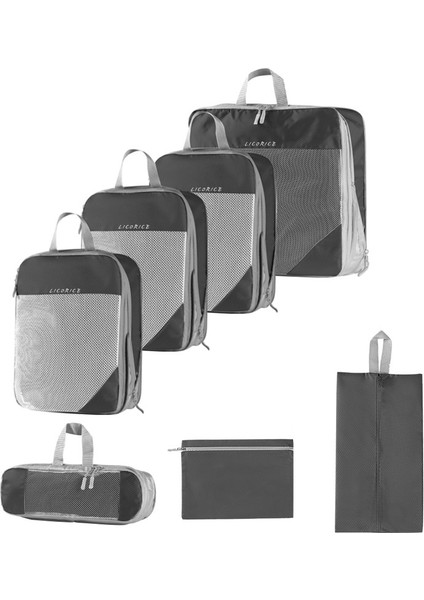 Lıcorıce Seyahat Saklama Çantası Sıkıştırma Yedi Parçalı Set (Yurt Dışından)