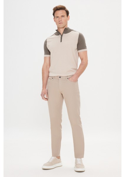 Erkek Taş 360 Derece Her Yöne Esneyen Slim Fit Dar Kesim Diyagonal Esnek Desenli Pantolon