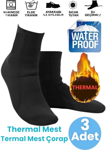 3'lü Unisex Su ve Rüzgar Geçirmez Soğuğa Dayanıklı Termal Mest Termal Çorap