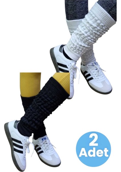 Kadın Dört Mevsim Ayaksız Triko Tozluk 2'li Set