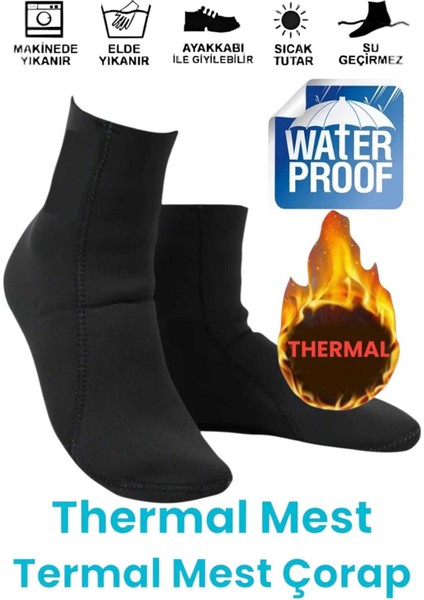 Unisex Su ve Rüzgar Geçirmez Soğuğa Dayanıklı Termal Mest Termal Çorap