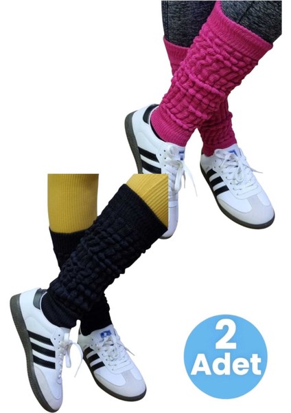 Kadın Dört Mevsim Ayaksız Triko Tozluk 2'li Set