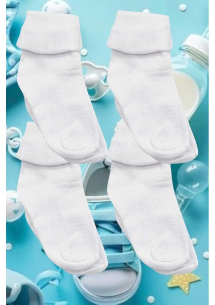 Organik Pamuklu Dört Mevsim 8'li Bebek Çorabı Beyaz Bebek Çorap fırsatları
