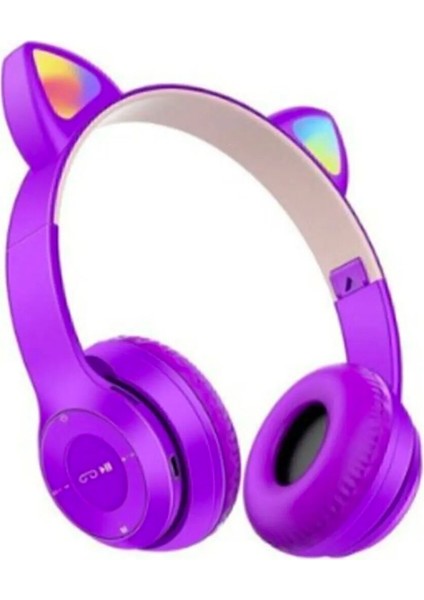 P47 Yeni Nesil Şık Tasarım LED Işıklı Kablosuz Bluetooth 5.0 Kedili Kulaklık
