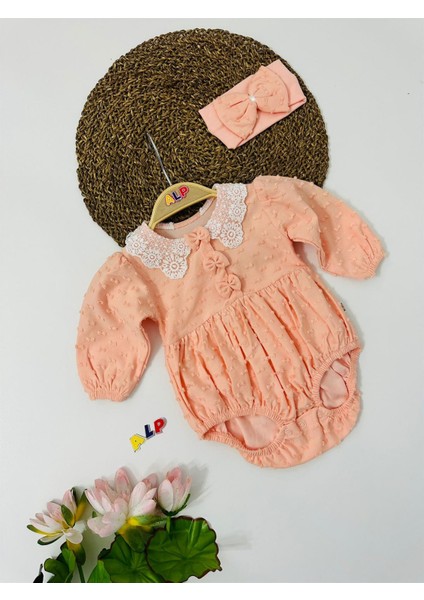 Lace Collar Embroidered 2 Parça Salopet Set Kız Takım Yavruağzı