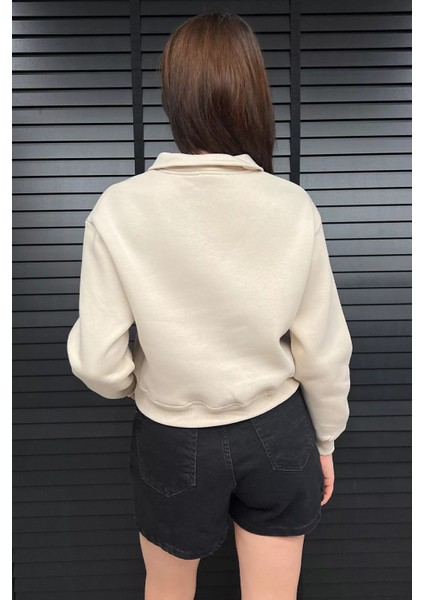 Polo Yaka Yarım Fermuarlı Üç Iplik Şardonlu Sweatshirt fırsatları