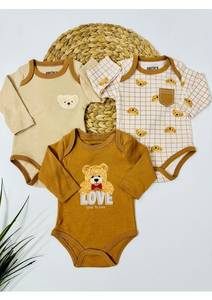 Love Kaşkorse 3'lü Body Set - Kahverengi
