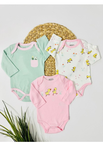 Morocco 3'lü Body Set - Pembe