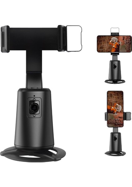 Otomatik Yüz Takipli Standlı Selfie Tripod 360° Dönüş LED Işık Vlog Canlı Yayın Videosu Için