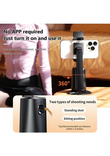 Otomatik Yüz Takipli Standlı Selfie Tripod 360° Dönüş LED Işık Vlog Canlı Yayın Videosu Için