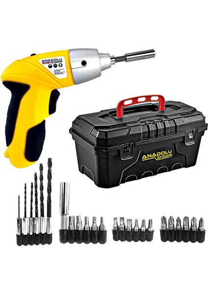 2 Yıl Anadolustrong SCR17 26 Parça Şarjlı Vidalama Matkap ve 12" Taşıma Çantası 2 Volt 1 3.5 - 3.9