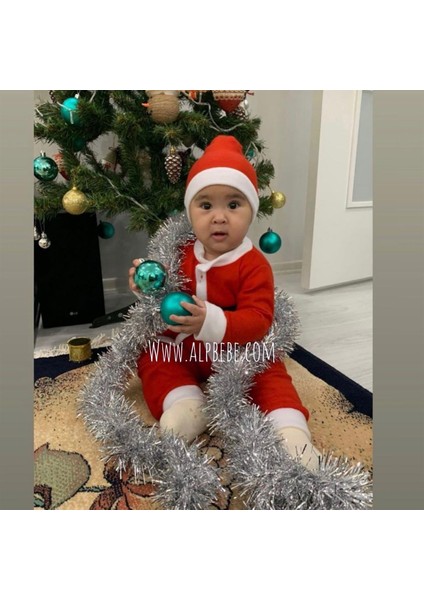 Yeni Yıl Konsepti Gömlek Pantolun Şapka Kemer 4 Lü Set-Kırmızı