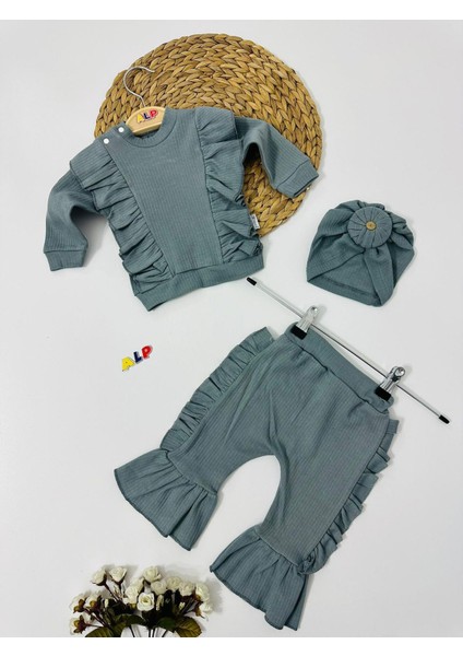 Spanish Long Cord 3 Parça Set Kız Takım Arduvaz Mavisi