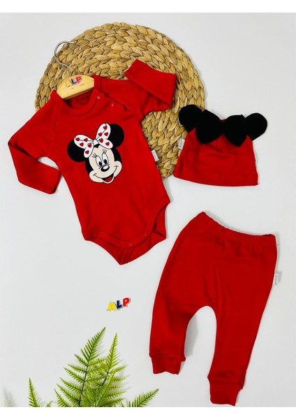Minnie Şapkalı Takım Set-Kırmızı