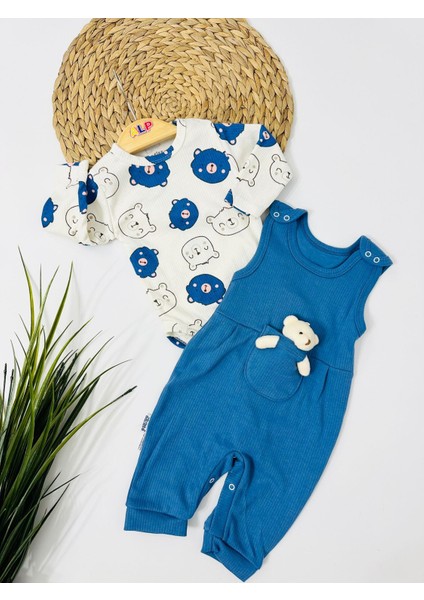 Bear Kaşkorse Oyuncak Detaylı 3lü Sallopet Set - Lacivert