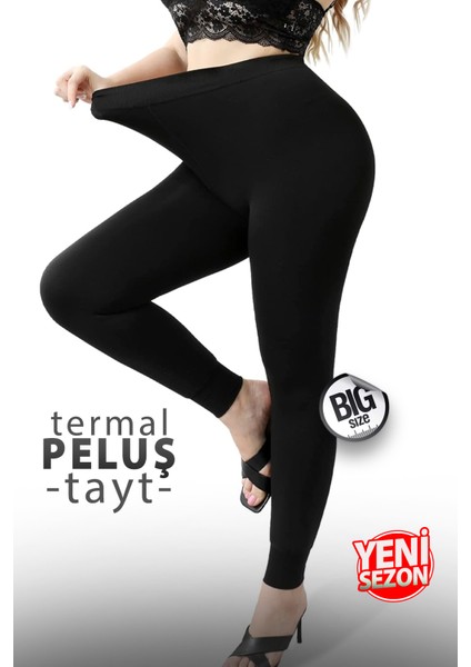 Yumuşacık Iç Yüzeyi Peluşlu Büyük Beden Termal Tayt