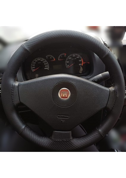 Dikişli Direksiyon Kılıfı Siyah Deri Karbon Deri Siyah Dikişli Fıat Albea Için