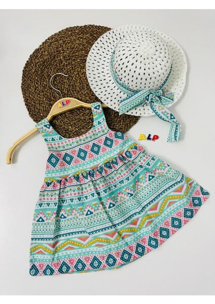 Hat And Motifs 2 Parça Elbise Set Kız Takım Mavi