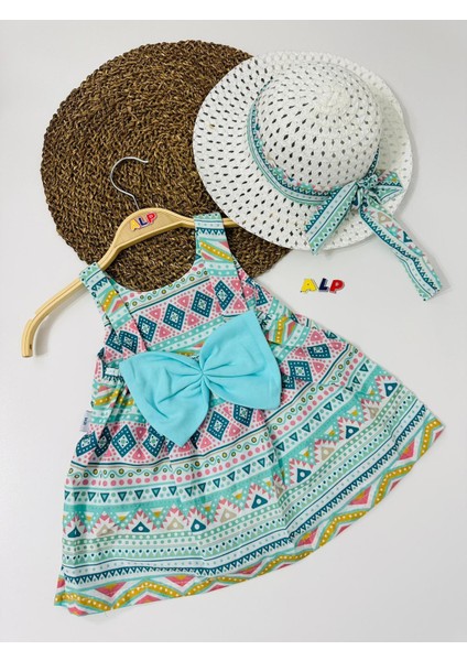 Hat And Motifs 2 Parça Elbise Set Kız Takım Mavi