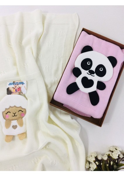 Panda Triko Merserize Bebek Battaniyesi Pembe