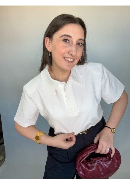 Polo Yaka Omzu Vatkalı Bluz modelleri