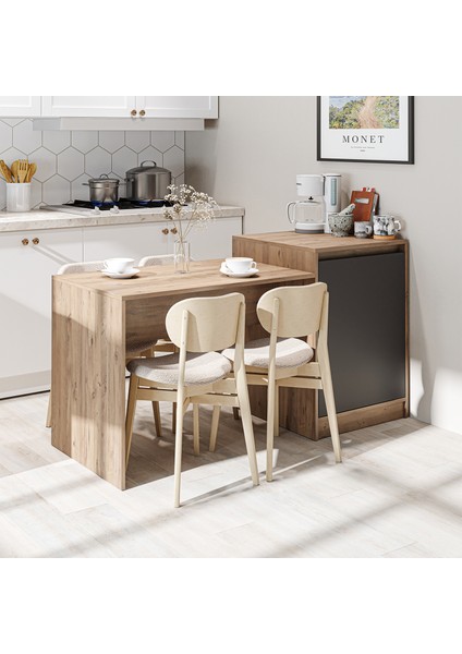 Milano Bar Masası Dolaplı Yüksek Mutfak Yemek Masası , Mutfak Adası