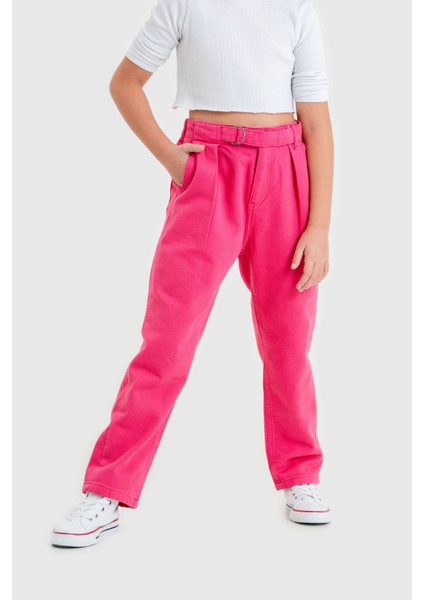 Kemerli Kız Keten Pantolon 2538