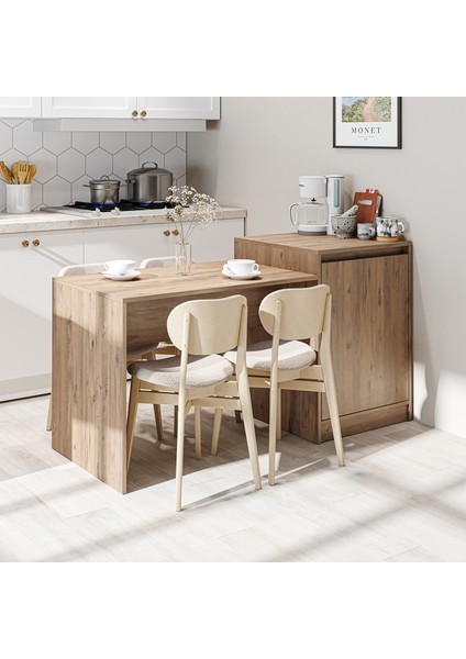 Milano Bar Masası Dolaplı Yüksek Mutfak Yemek Masası , Mutfak Adası