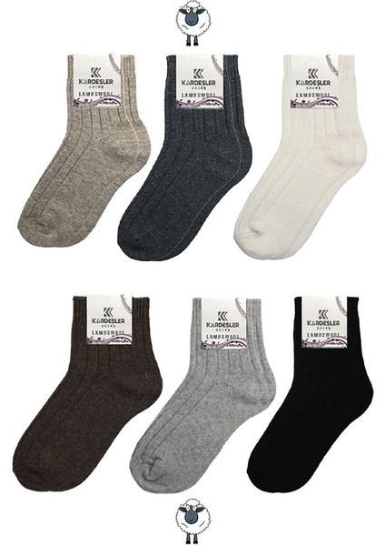 Kadın Lambswool Yün Kışlık Çok Renkli Yarım Konç Çorap 6'lı Paket